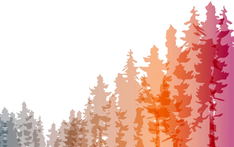 Grafik för Swedish Climate Symposium träd i olika färger