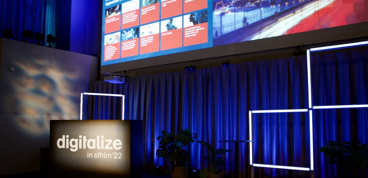 Huvudscenen på konferensen Digitalize in Stockholm 2022. Foto: Åse Karlén.