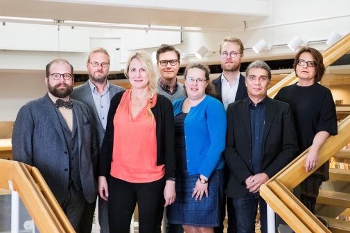 From the left: Martin Wincent, Wilhelm Widmark, Mia Wahlberg, Tomas Wiksten, Eva Dahlbäck, Anders Söderbäck, Henrik Miettinen and Birgitta Hellmark-Lindgren. Photo: Niklas Björling.