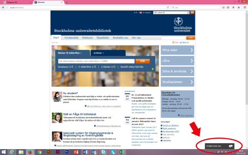Du hittar bibliotekets nya chatt längst ner till höger.