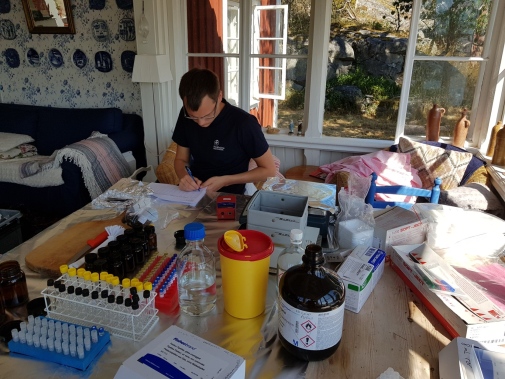 Johan Gustafsson prepares the sampling. Photo: Jessica Igelström