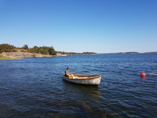 Henrik Dahlgren in the water used for fishing. Photo: Johan Gustafsson