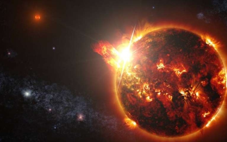 Artists rendition of a powerful flare. / NASA's Goddard Space Flight Center/S. Wiessinger