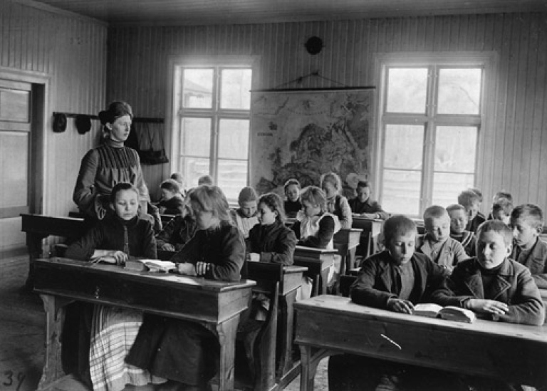 Skolklass i början på 1800-talet
