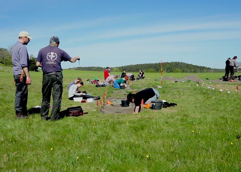 Excavation at Birka with students and doctoral students working in the field. Photo: The Archaeological Research Laboratory