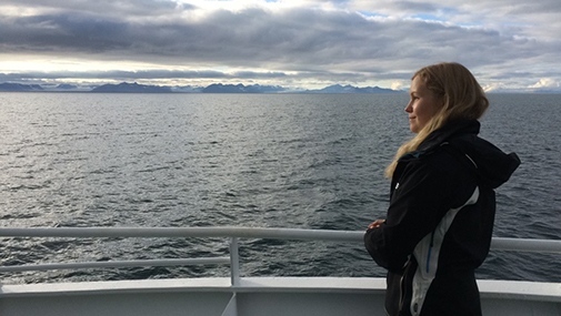Sonja Murto on a boat