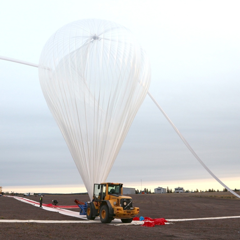 Bild från en uppsändning av en forskningsballong från Esrange 2019