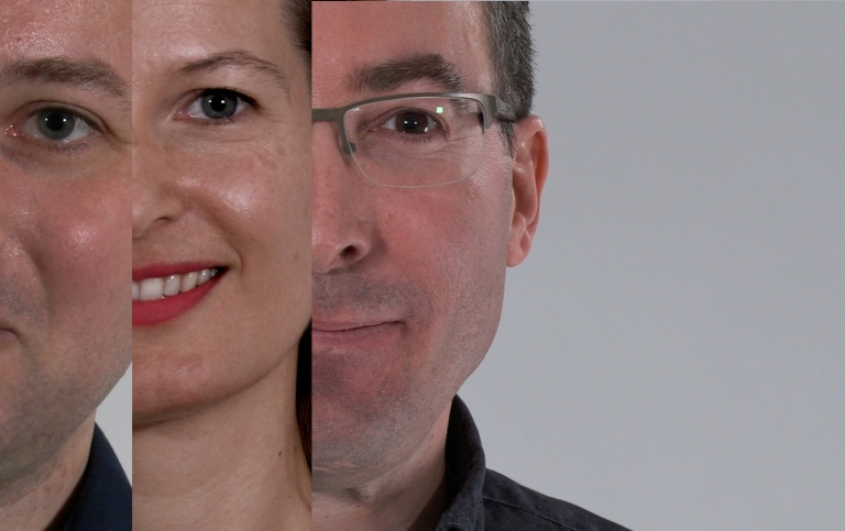 Photo montage of close-ups of researchers.
