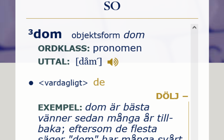 Dom från Svensk ordbok, svenska.se