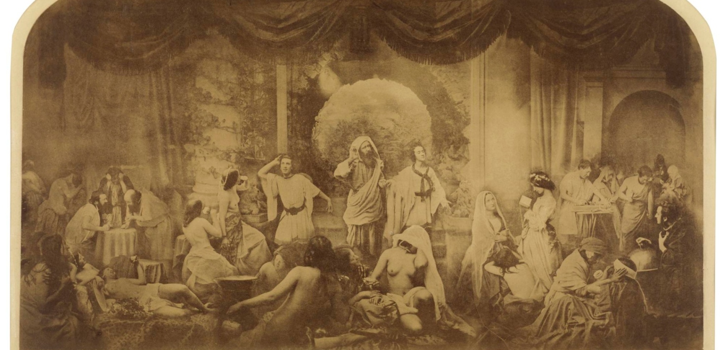 Fotografi från 1857 föreställande en grupp människor.
