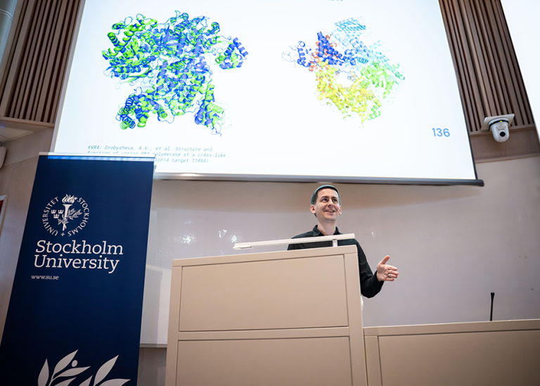 Nobel laureate John Jumper lecturing at Stockholm University