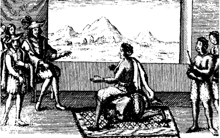 Illustration av Drottning Nzinga av Ndongo och Matamba.