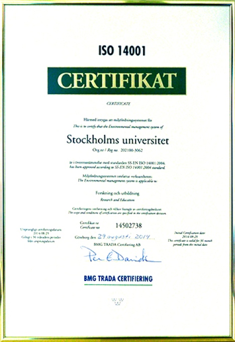 Miljöocertifikat ISO14001