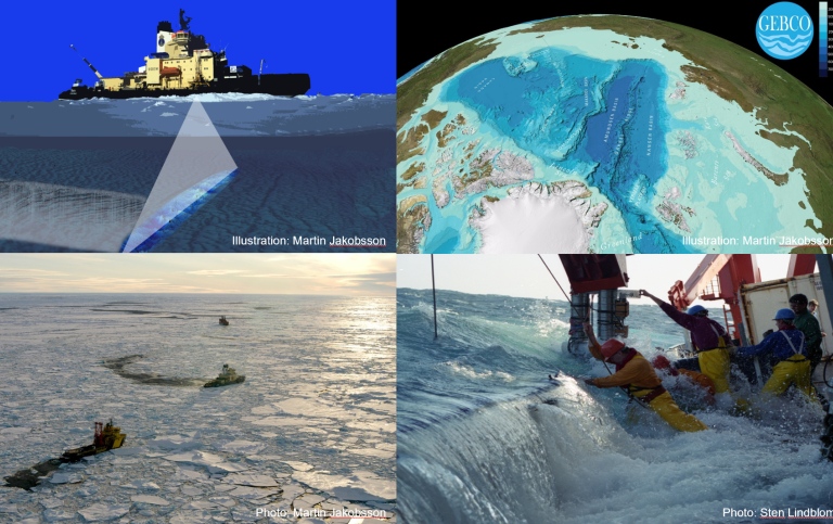 collage with icebreakers and a world map
