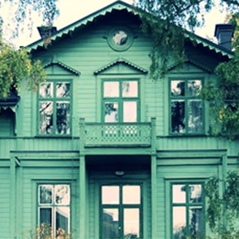 Front of greens villa, at Stockholm University