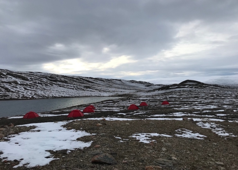 red tents on base camp, greenland