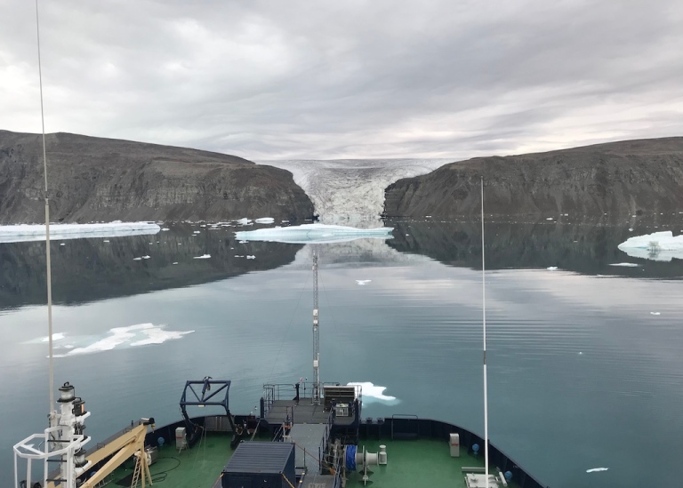 Icebreaker Oden outside Ryder glacier