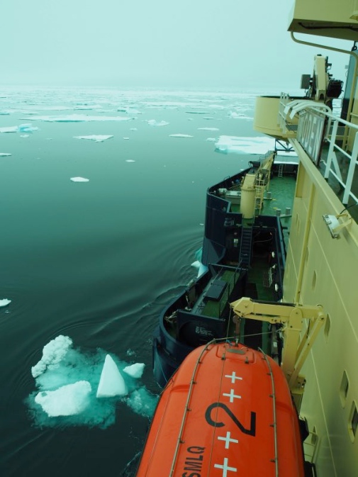 view of life boat from icebreaker Oden's side