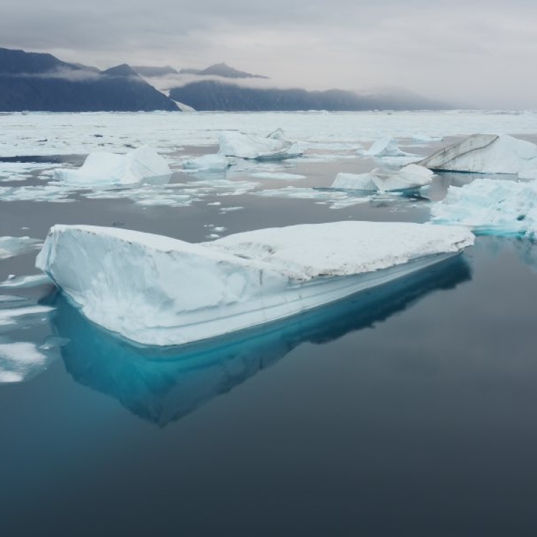 icebergs outside the glacier
