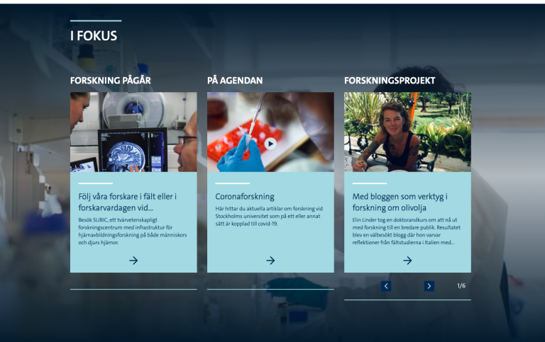 Skärmdump av "I fokus" på forskningsingången.