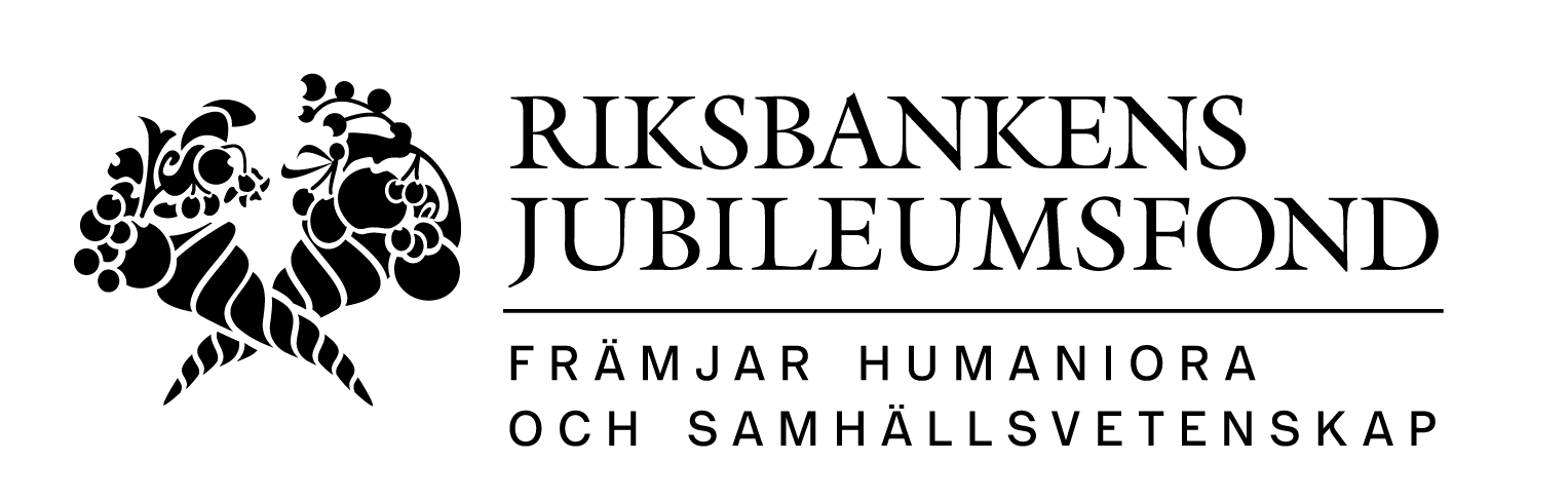 Logo: Två ymnighetshorn och texten Riksbankens Jubileumsfond - Främjar humaniora och samhällsvetensk