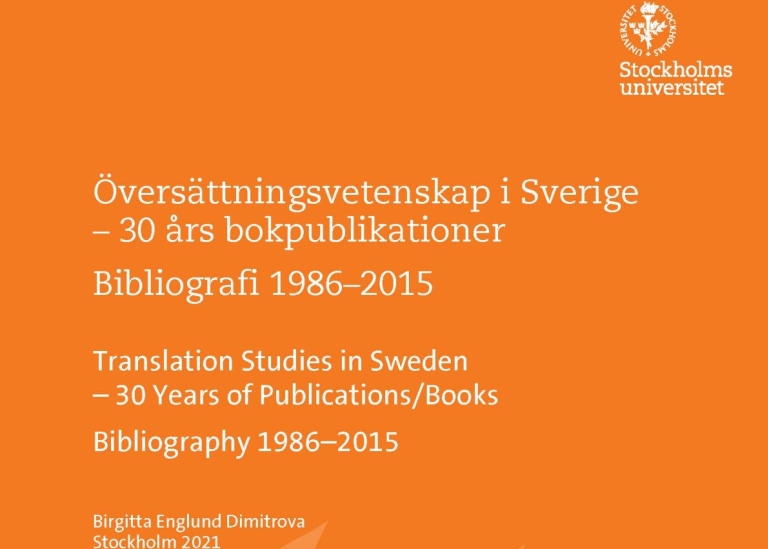 Orange omslag med blek olivkvist. Översättningsvetenskap i Sverige – 30 års bokpublikationer