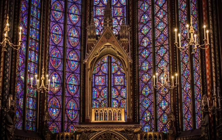 Fönster med glasmålning, Sainte-Chapelle Paris 