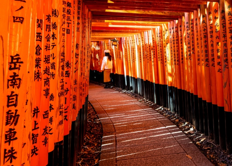 Red torii gates at Fushimi in Kyoto