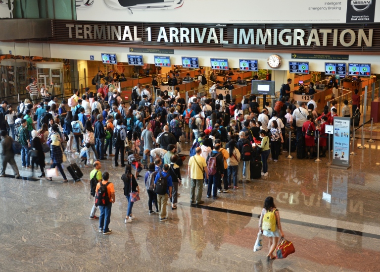 Immigration terminal in an airport
