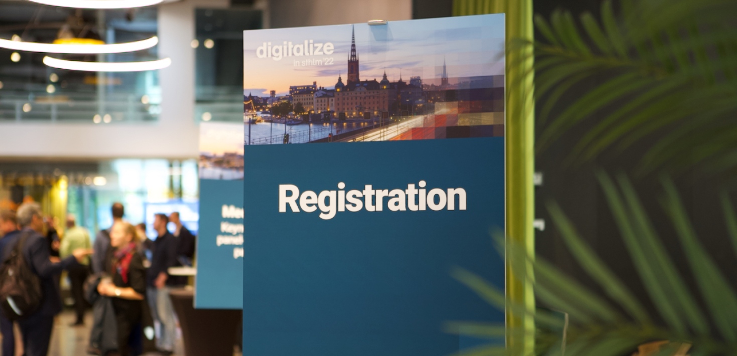 Registration at Digitalize in Stockholm conference. Photo: Åse Karlén.