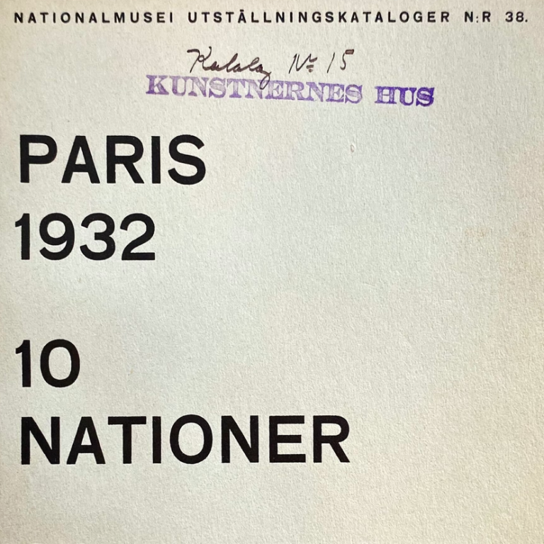 Detalj av utställningskatalogen från utställningen Paris 1932 – 10 nationer, 24 konstnärer