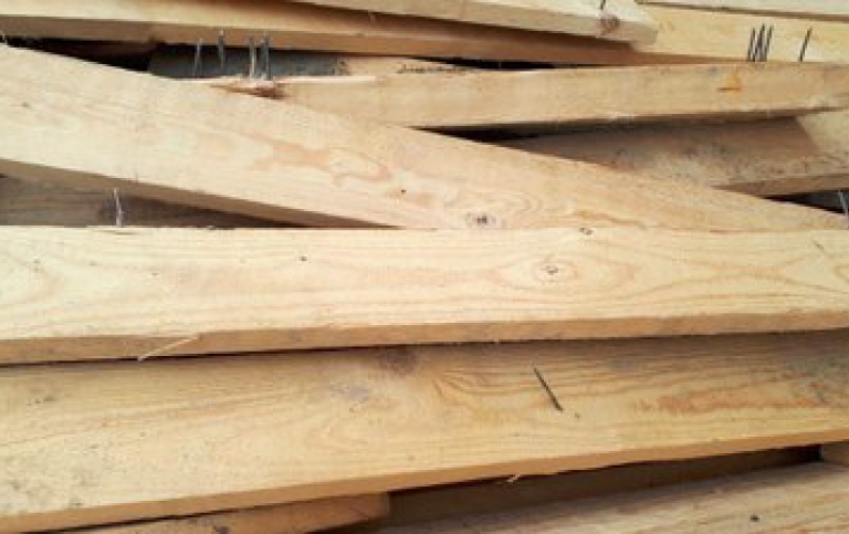 A pile o f wooden planks
