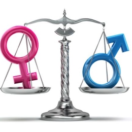 Gender symbols in blue and pink.