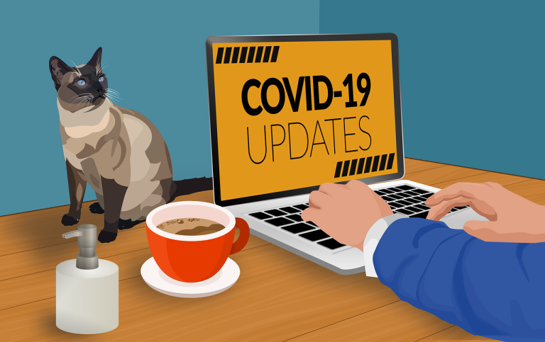 Telework during the COVID-19 pandemic. Illustration by thedarknut from Pixabay.