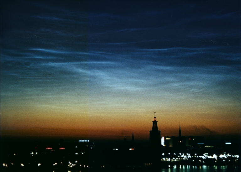 Noctilucent clouds over Stockholm. Photo: Nathan Wilhelm/MISU/Stockholm University