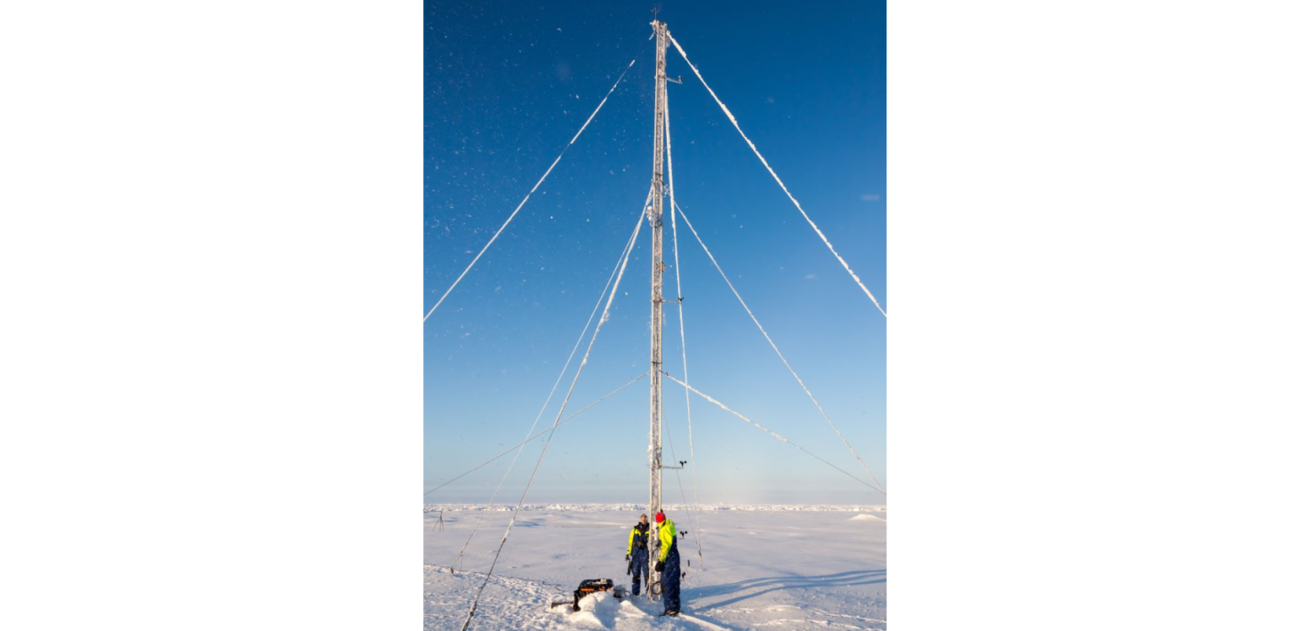 Mast on sea ice. Photo: M. Hoppmann/Alfred Wegener Institute
