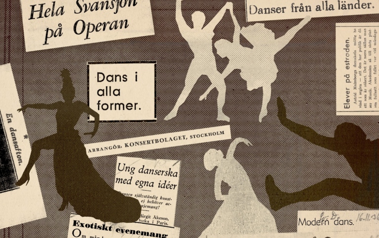 Flera tidningsurklipp om dans från 1930-1960-talen