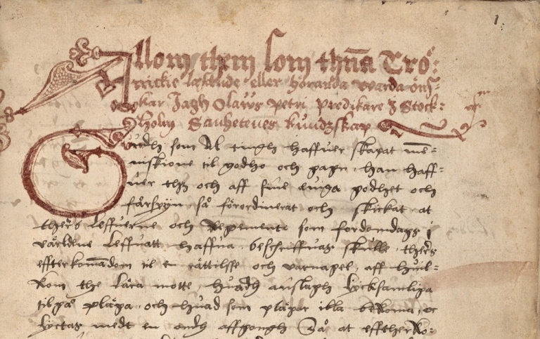 Handwritten document from the first half of the 16th Century.