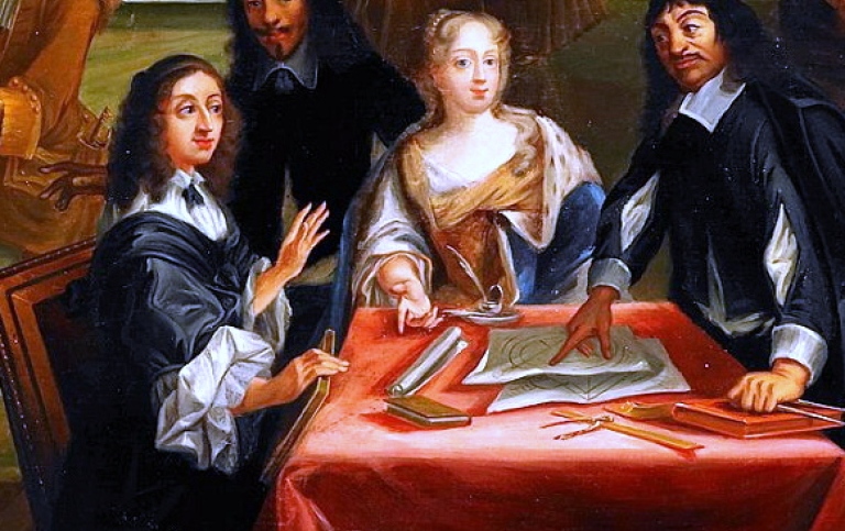 samtalet med Drottning Kristina är av Pierre Louis Dumesnil (1700-talet).
