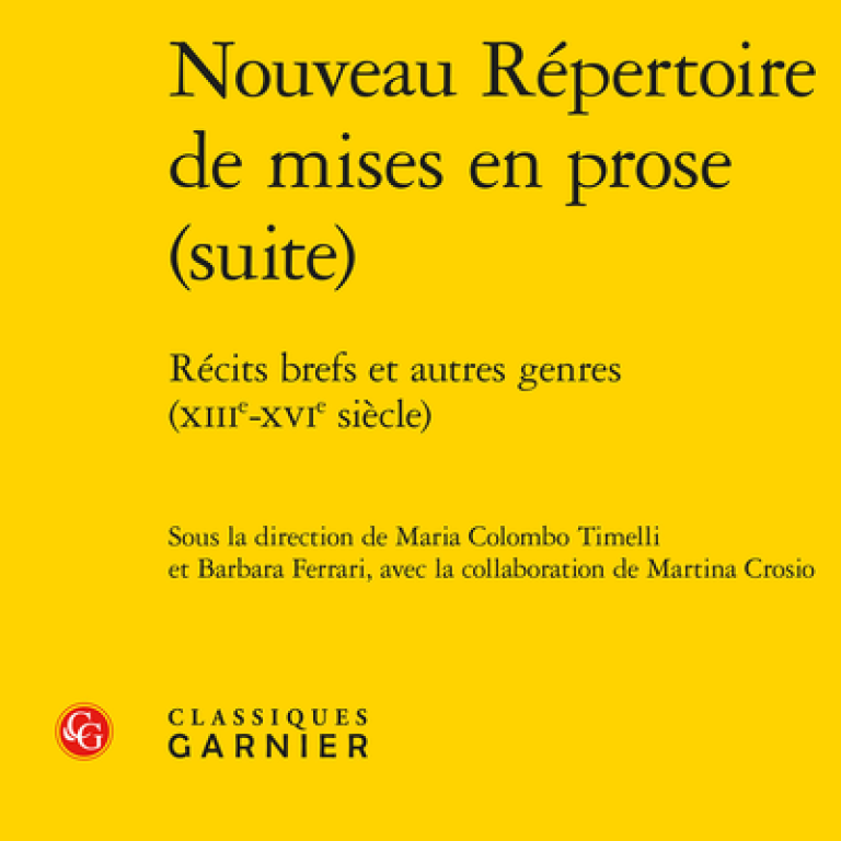 Nouveau Répertoire de mises en prose (suite). Foto: https://classiques-garnier.com/