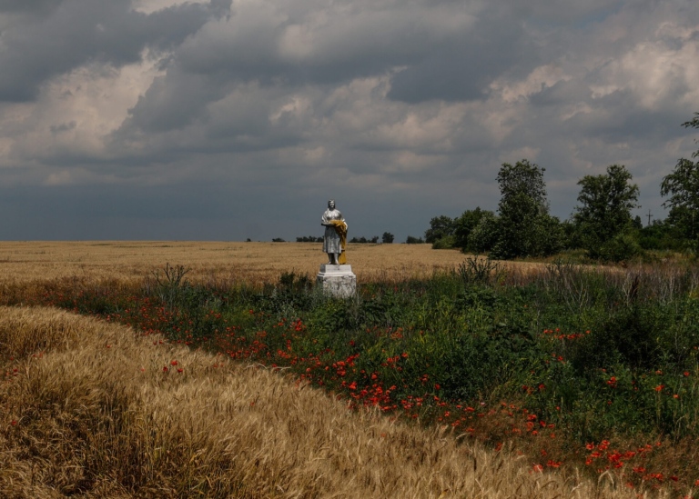 A statue in a field, Ukraine.