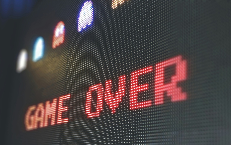 A screen with the words "game over".
