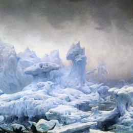 Arktiskt landskap i målning från 1841