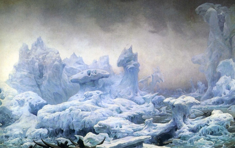 Arktiskt landskap i målning från 1841
