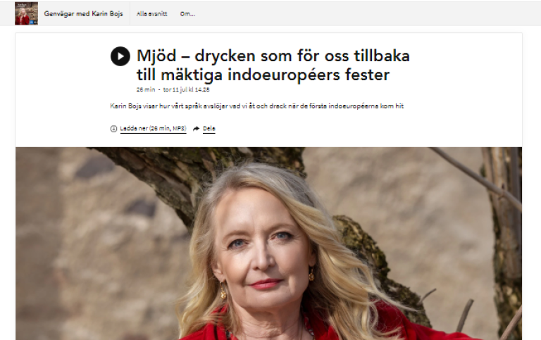 Skärmdump från Sveriges radio, Genvägar med Karin Bojs.