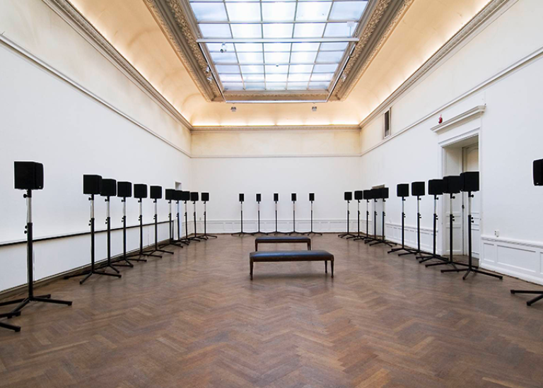 Installation of loudspeaker in an exhibition hall