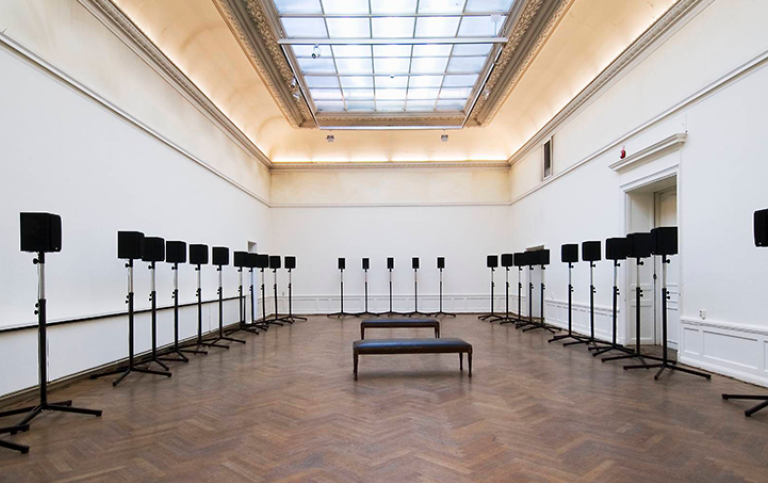 Installation of loudspeaker in an exhibition hall