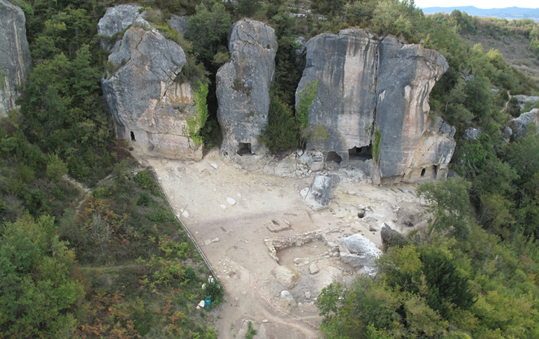 Aerial view of the excavated area