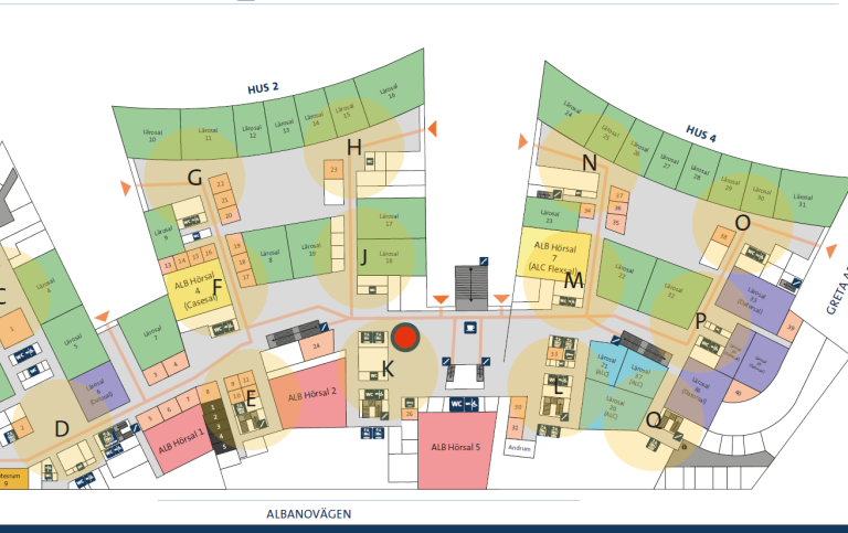 Undervisningssalar, Hus (1), 2 och 4, plan 2, Albano