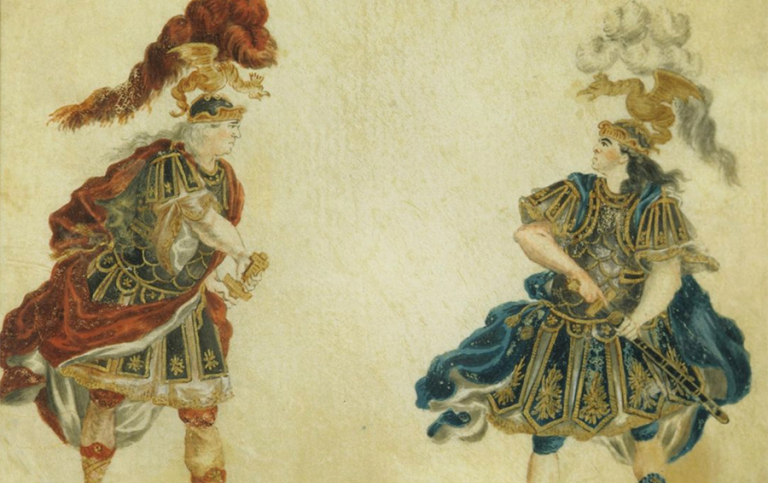 @Lorette, Patrick, coll.Comédie-Française 1700-talsmålning av skådespelare i teaterkostymer